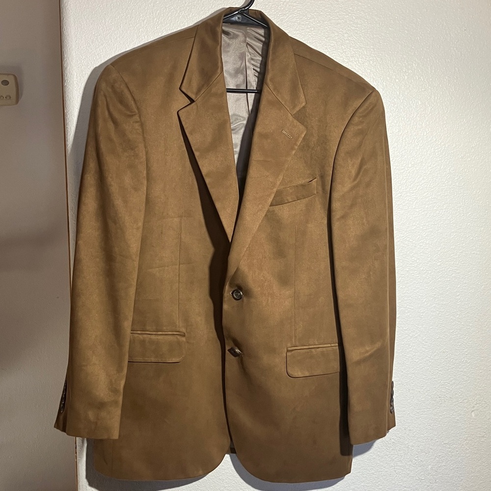 Vtg Ralphβ Lauren Men's Camel Brown Moleskin Blazer Sport Coat Buttons Pockets